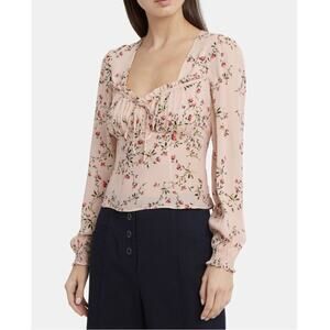 Intermix Chiara Printed Pink Floral‎ Sweetheart Top 100% silk Size 8